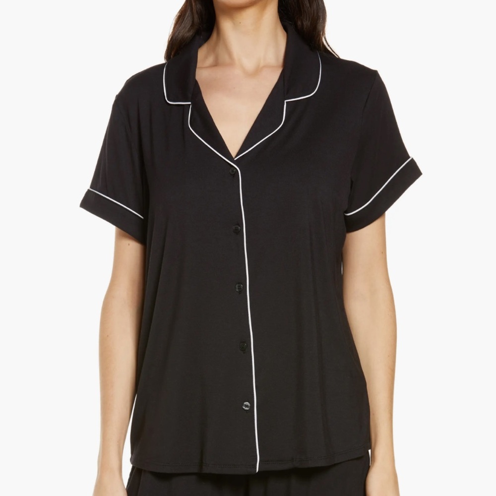 NORDSTROM Moonlight Short Sleeve Pajama Top ONLY Black Peacoat Size Medium